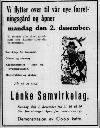 Annonse i Stjørdalingen 30. november 1957